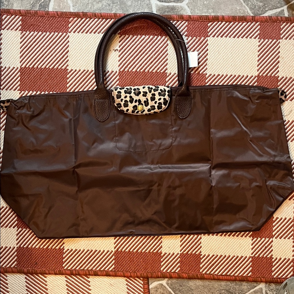 Brown Leopard Accent Women's Bag